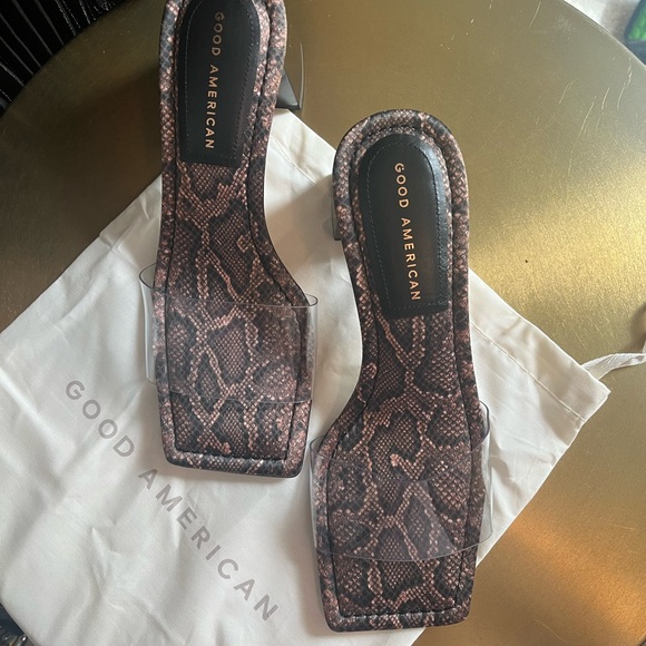 Good American*Size 7* Python Print With Clear Strap Mule* - Picture 2 of 6